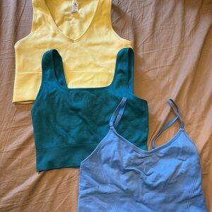 Yellow Teal Blue M/L sports bras